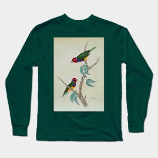 Australian Gouldian Finches art Long Sleeve T-Shirt